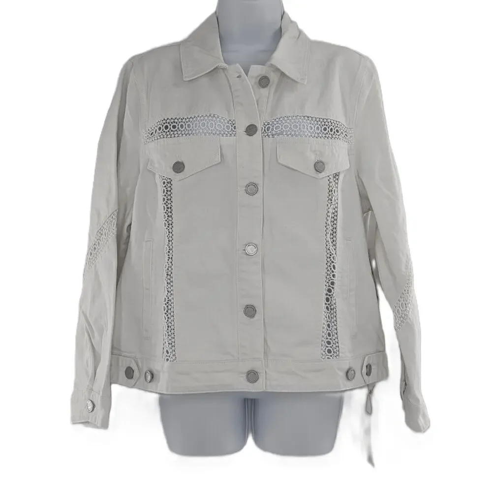 Blank NYC White Denim and Lace Jacket Size Medium - Picture 16 of 16